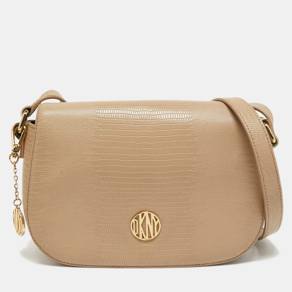 Donna Karan Bags Dkny Beige Embossed Leather Crossbody Bag Poshmark